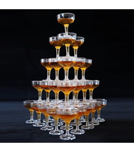 Amazon | シャンパンタワー5段セット トレー付 | ポタリーN